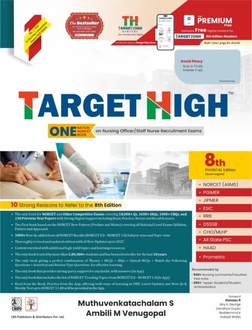 Target High NORCET Exam – One Nation One Book for Nursing Officer & Staff Nurse (8th Ed)